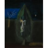 Craigie Aitchison (1926-2009), screen print, crucifixion, signed and dated to the reverse with all