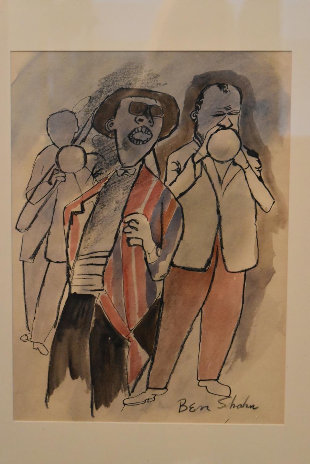 Ben Shahn (1898-1969), crayon and watercolour study, signed. H.56 W.46cm - Image 2 of 4