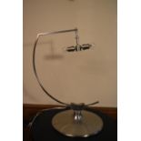 A contemporary chrome table lamp and shade. H.67 W.58cm