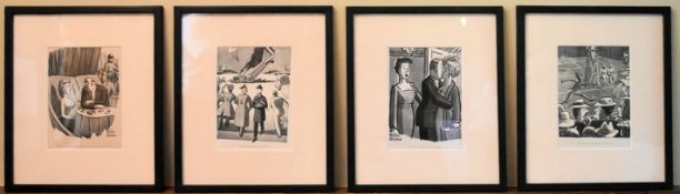 For the New Yorker, Peter Arno (1904-1968), four framed and glazed prints of cartoons. H.45 W.