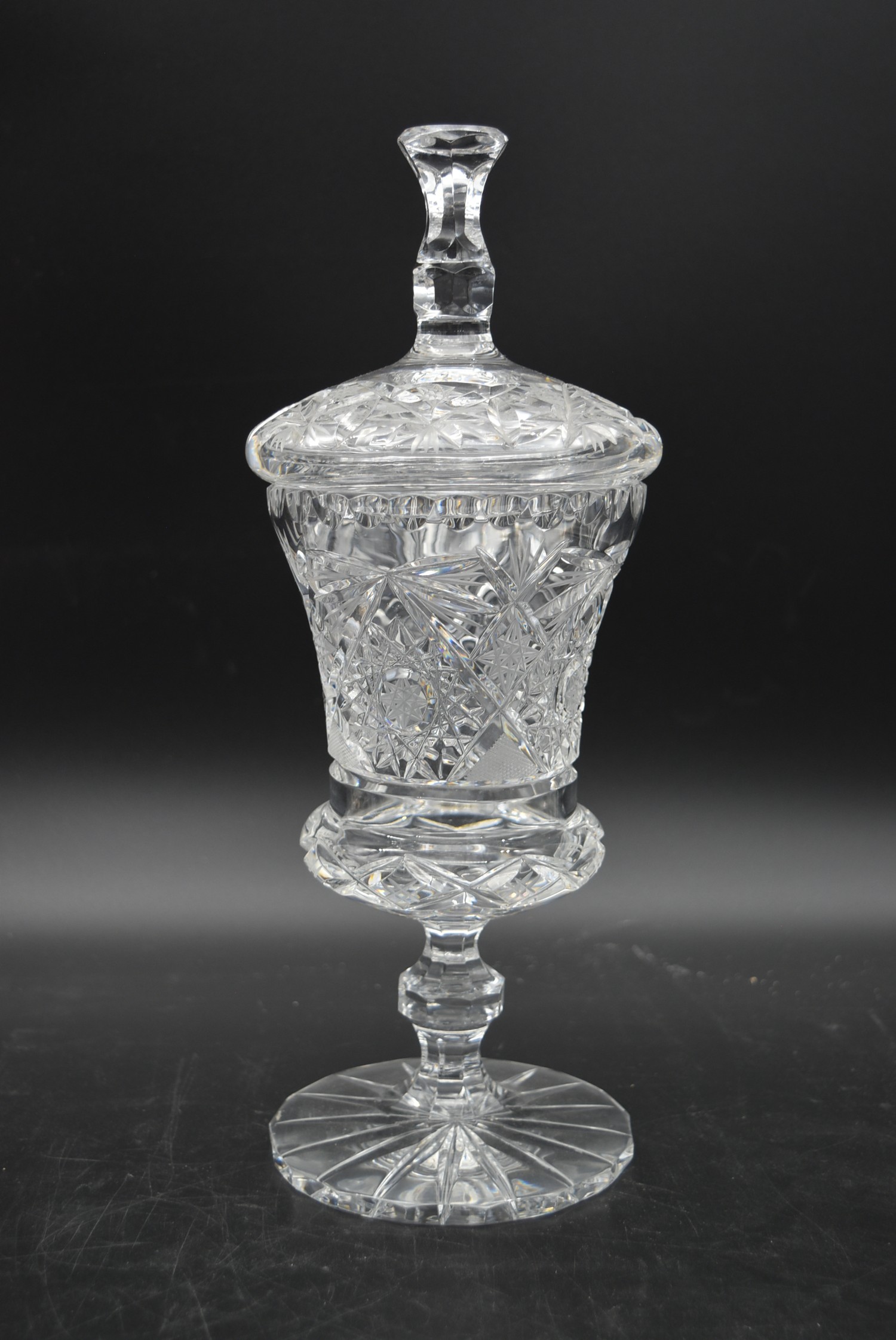 A collection of cut glass and crystal. Including a Bohemian blue cut to clear pedestal bowl, a - Image 8 of 10