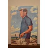 An oil on canvas, John F Kennedy portrait, signed Mondello. H.77 W.51cm