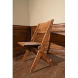 A vintage oak folding child's seat. H.76 W.45 D.33cm