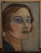 Oil on canvas, female portrait, indistinctly signed. H.34 W.25cm