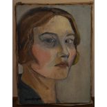 Oil on canvas, female portrait, indistinctly signed. H.34 W.25cm