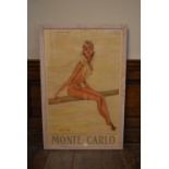An original vintage Monte-Carlo travel poster. H.105 W.69cm
