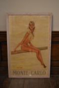 An original vintage Monte-Carlo travel poster. H.105 W.69cm