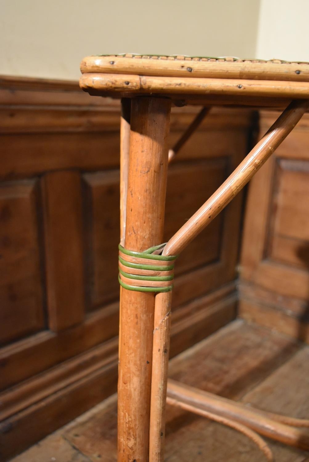 A late 19th century bamboo and wicker occasional table. H.76 W.72 D.46cm - Image 6 of 7