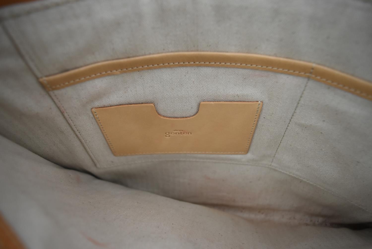 A Dan Genten light tan leather documents clutch wallet, impressed with maker's name and with label - Image 6 of 7