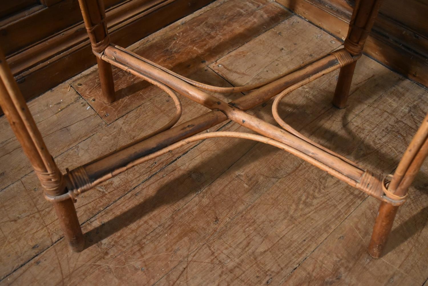 A late 19th century bamboo and wicker occasional table. H.76 W.72 D.46cm - Image 5 of 7