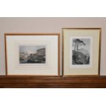 A 19th century framed and glazed aquatint, Venice along with a 19th century print of Capri. H.38 W.