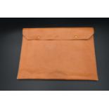 A Dan Genten light tan leather documents clutch wallet, impressed with maker's name and with label