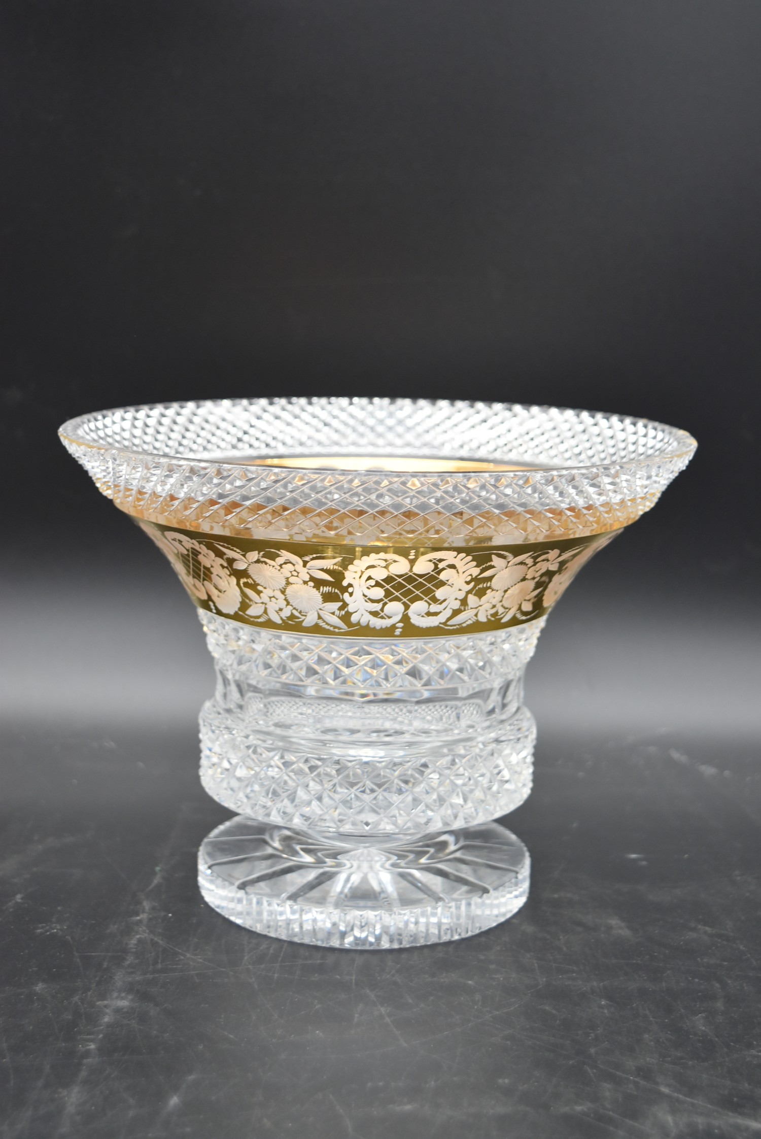 A collection of cut glass and crystal. Including a Bohemian blue cut to clear pedestal bowl, a - Image 5 of 10