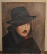 Oil on board, self portrait, John Burch, signed by the artist with Royal Society of Portrait