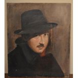 Oil on board, self portrait, John Burch, signed by the artist with Royal Society of Portrait