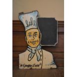 A vintage French hand painted restaurant blackboard. H.90 W.60cm