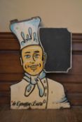 A vintage French hand painted restaurant blackboard. H.90 W.60cm