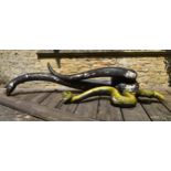 A large painted fibre glass figure of a boa constrictor along with a similar figure of another