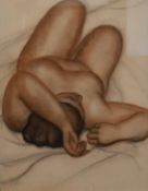 A large gilt framed and glazed pastel, nude study, signed R Gen. H.84 W.69cm