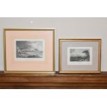 Two 19th century framed and glazed etchings, Hastings from the white rocks and Athens. H.24 W.