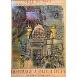 An original exhibition poster from 1954, hommage a Raoul Dufy, glazed and in gilt frame. H.75 W.56cm