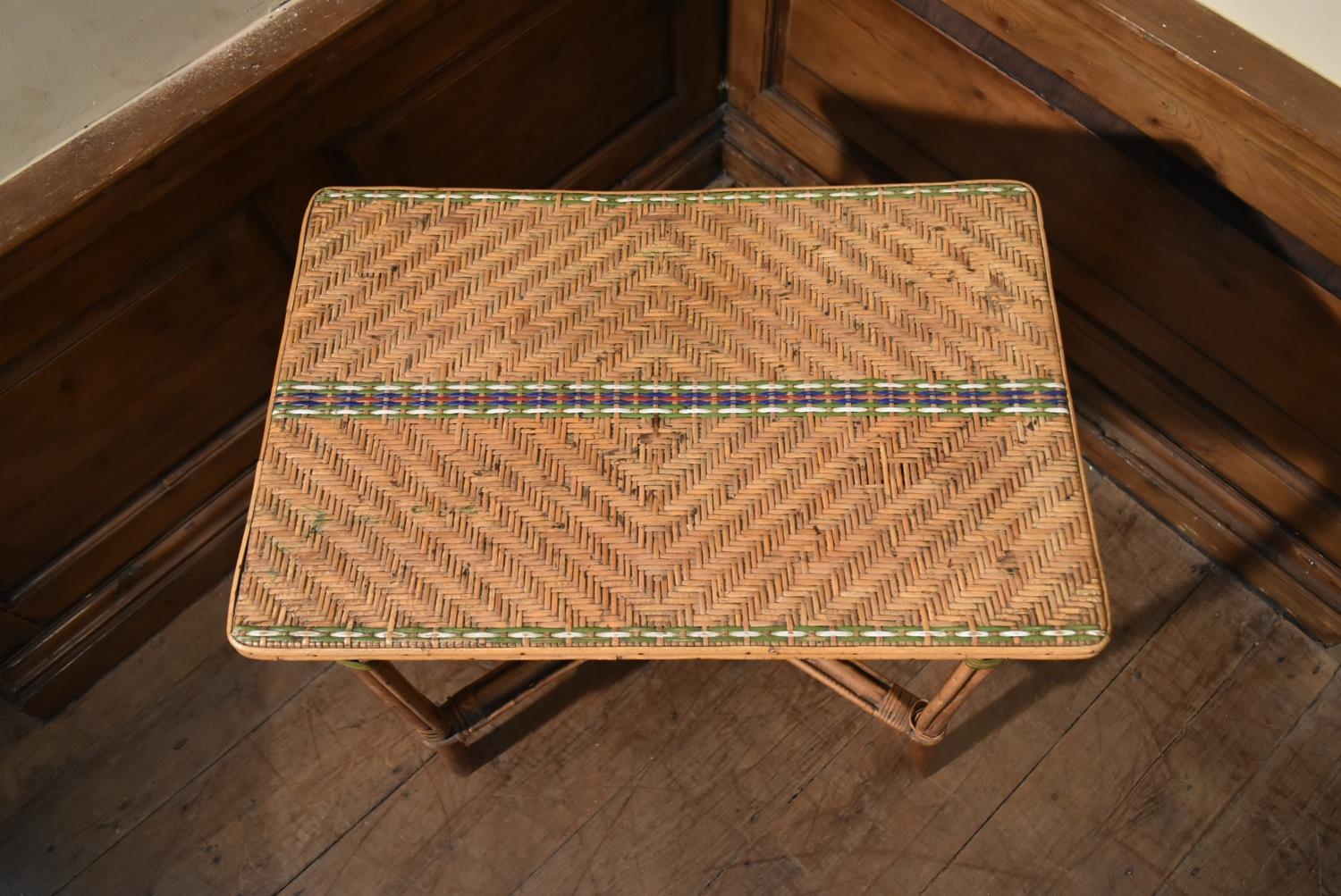 A late 19th century bamboo and wicker occasional table. H.76 W.72 D.46cm - Image 3 of 7