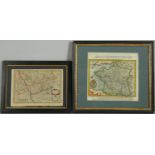 Two framed and glazed antique hand coloured maps. One of Westphaliae, Tabula Tertia. Along with
