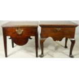 A Georgian mahogany commode stool on cabriole supports and a similar stool on square tapering