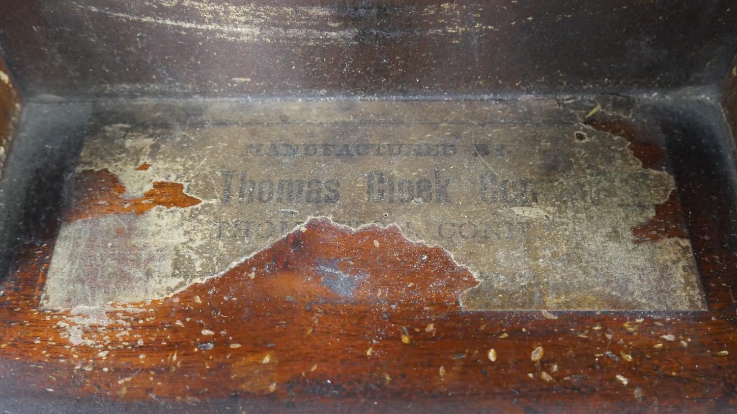 A late 19th century American walnut cased mantel clock with enamel dial and eight day movement by - Image 5 of 7