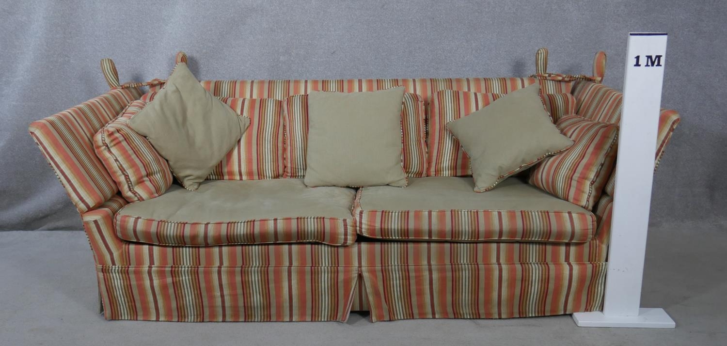 A Knole sofa bed in candy stripe upholstery with 4'6" mattress. (Originally bought from Liberty). - Image 2 of 6