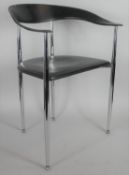 An Italian chrome framed desk chair by Arper with leather upholstery and maker's stamp to the