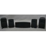 A set of five Boston Acoustics Micro 90x surround sound speakers. H.20cm