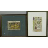 Two framed and glazed antique maps. One titled Das Ander Buch, by Münster (1489-1552). The other a