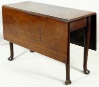 A Georgian mahogany drop flap dining table on slender pad foot cabriole supports. H.70 W.122 D.107cm