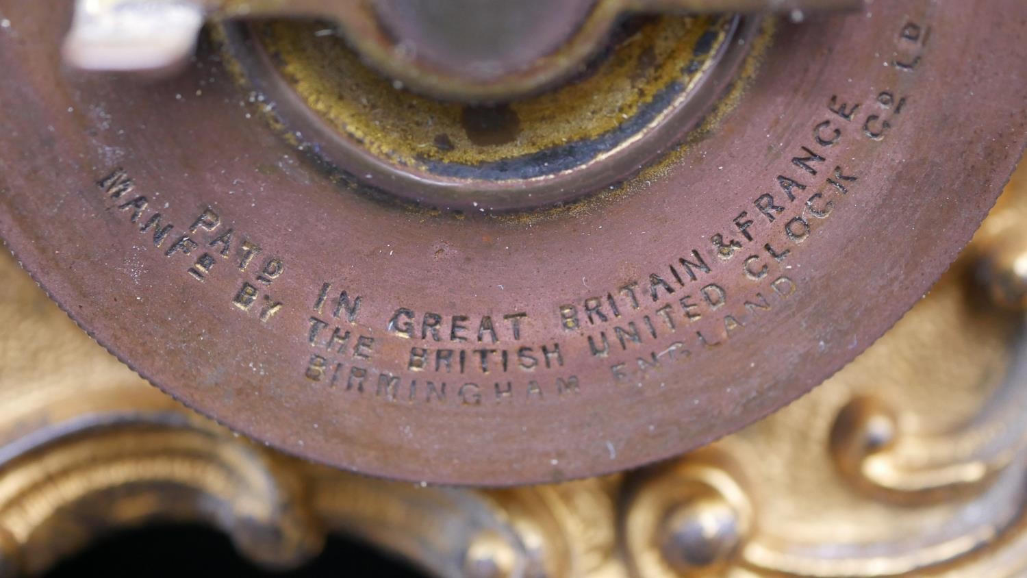 An antique gilt metal carriage clock by The British United Clock Company Birmingham and France. - Image 10 of 12