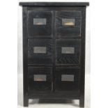 A Chinese style lacquered spice chest on block supports. H.76 W.49 D.49cm