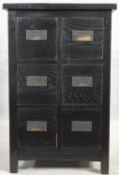 A Chinese style lacquered spice chest on block supports. H.76 W.49 D.49cm