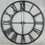 A large contemporary metal framed working clock face. H.114cm