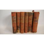Six volumes of George elliot, 19th century, with marbled covers and leather spines. Including Mill