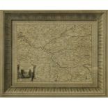 A framed and glazed 19th century engraved map, titled 'Care du Government de l'Isle de France. H.