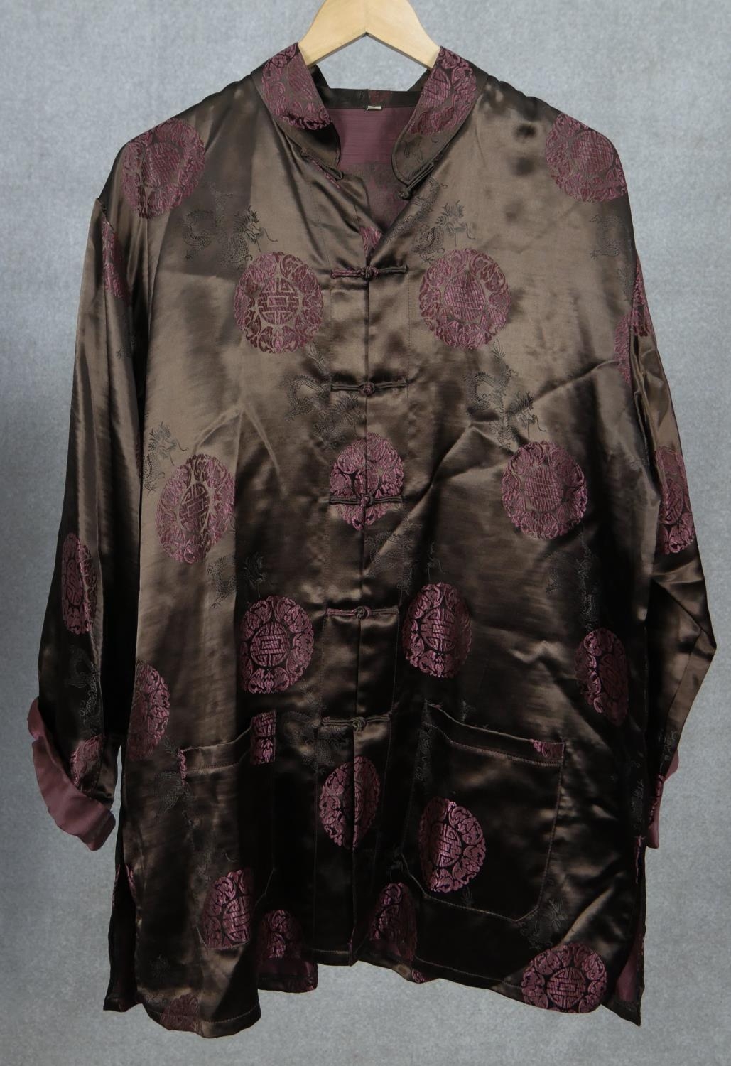 Two oriental jackets. One antique Japanese silk kimono with silk lining painted with an oriental - Image 2 of 5
