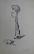 An unframed ink sketch, caricature figure, signed and dated Roland Pertwee. H.23 W.15cm