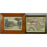 A framed and glazed 19th century engraving of 'A view from Eldfield near Oxford' by I Green and a