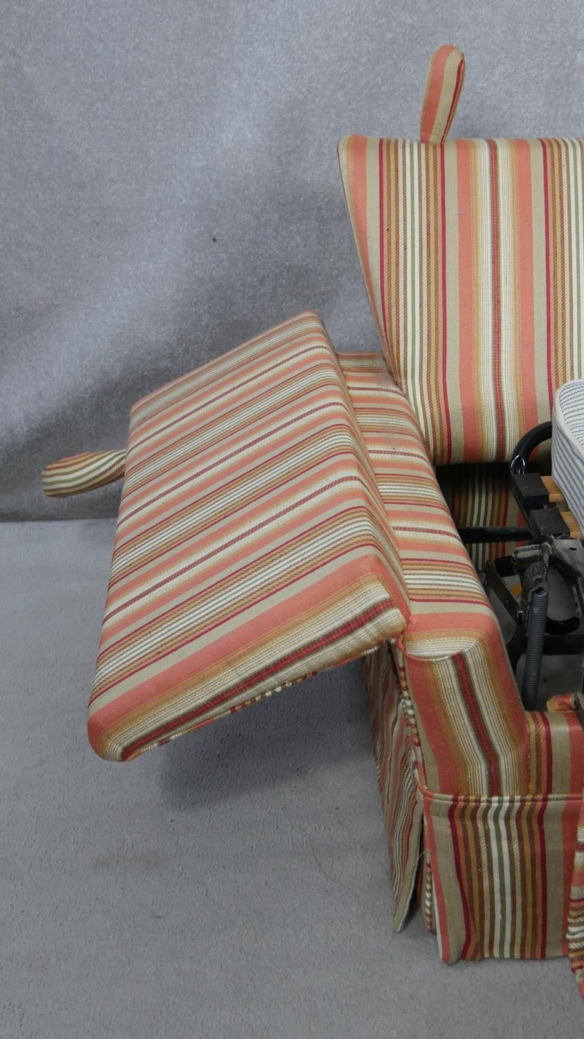 A Knole sofa bed in candy stripe upholstery with 4'6" mattress. (Originally bought from Liberty). - Image 4 of 6