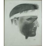 A framed and glazed pencil portrait drawing by Terry Doyle, signed. H.45 W.38cm