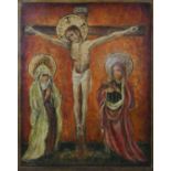 An oil on panel, Jesus on the cross, signed. H.49 W.41cm