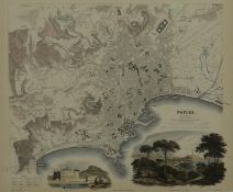 A 19th century framed and glazed hand colured town map of Naples published by Baldwin & Cradock.