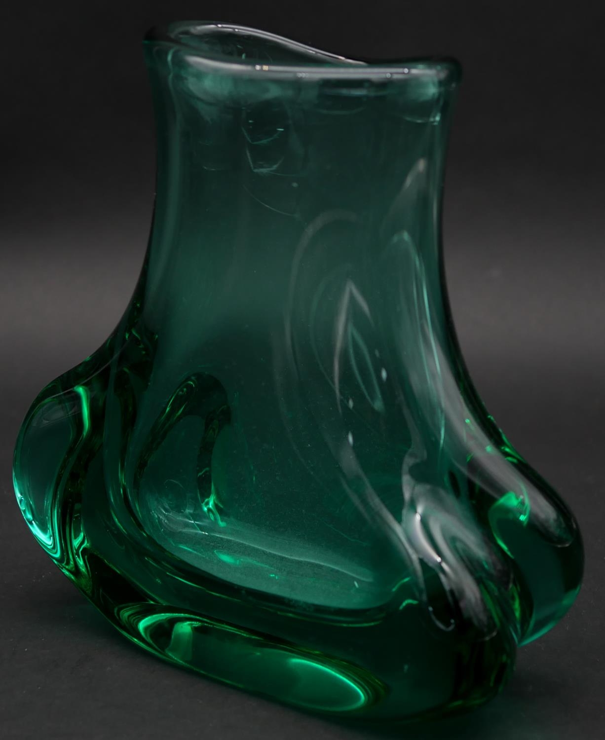 Two Art Glass vases, one with globular form in turquoise and one cylindrical brown cased in clear - Image 6 of 6