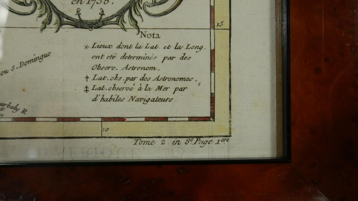 Two framed and glazed 18th century maps. One titled 'Coste Occidentale d'Afrique, depuit le - Image 6 of 9