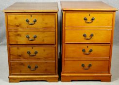 Two Georgian style yew wood two drawer filing cabinets. H.77 W.54 D.69cm